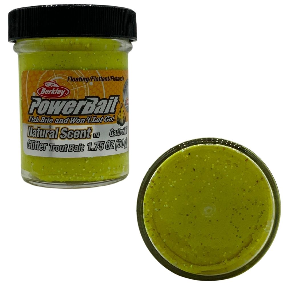 BERKLEY PowerBait Trout Bait Glitter Dough Natural Scent GARLIC 1.75oz/50g