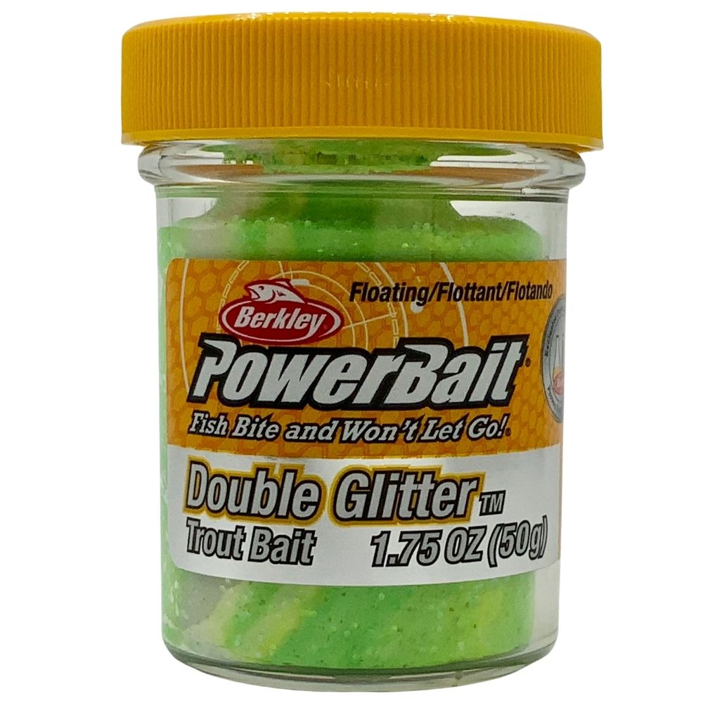 BERKLEY PowerBait Trout Bait Double Glitter DOUGH 1.75oz/50g Sgrn