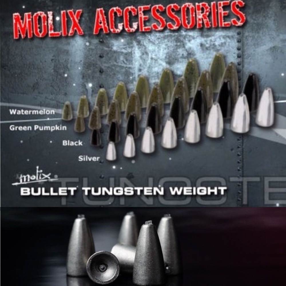 MOLIX COMPETITION SERIES TUNGSTEN BULLET SINKERS 3/16oz Silver