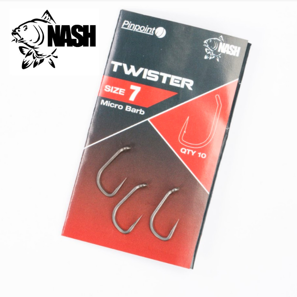NASH Carp Fishing Hooks PINPOINT TWISTER Barbed & Barbless