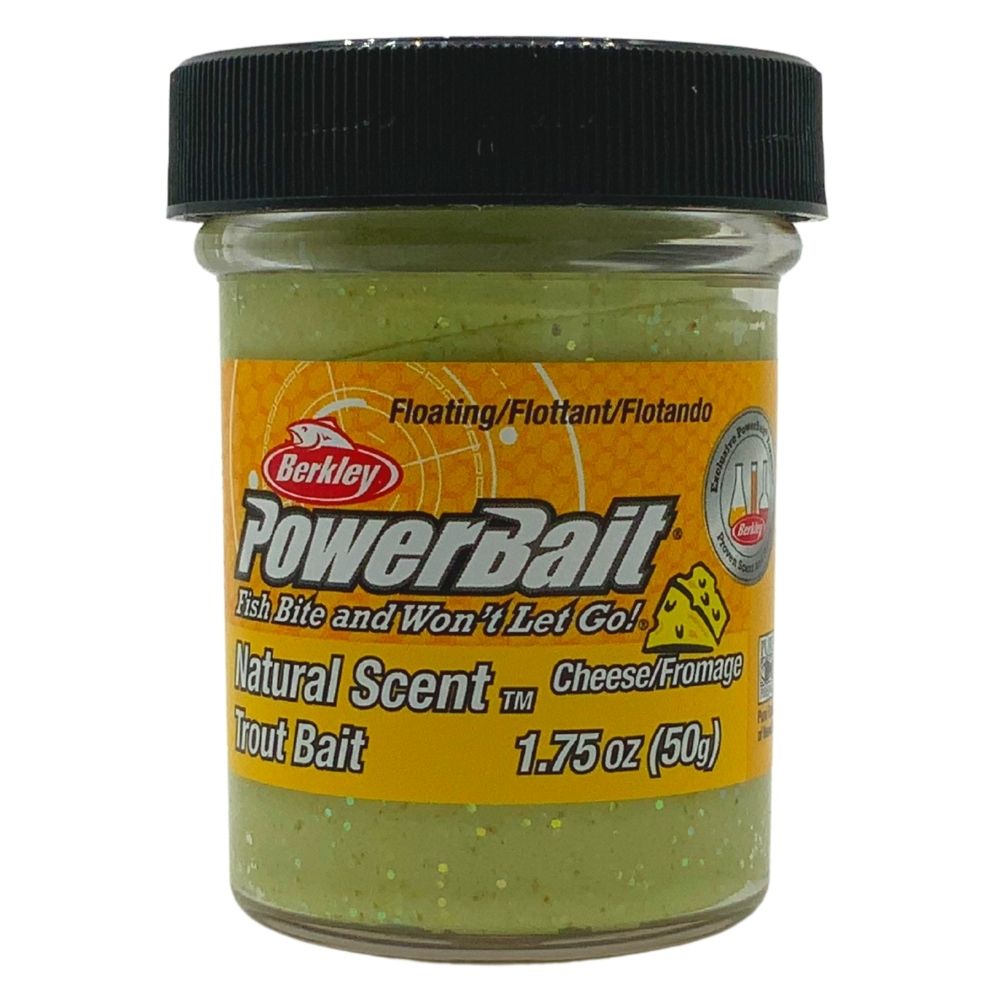 BERKLEY PowerBait Trout Glitter DOUGH Extra Scent Cheese 50g Light Green