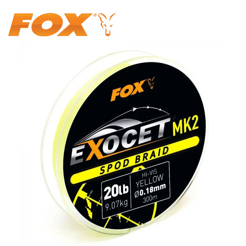 300m Fox Exocet Mk 2 Carp Fishing Yellow Spod Braid 20lb 