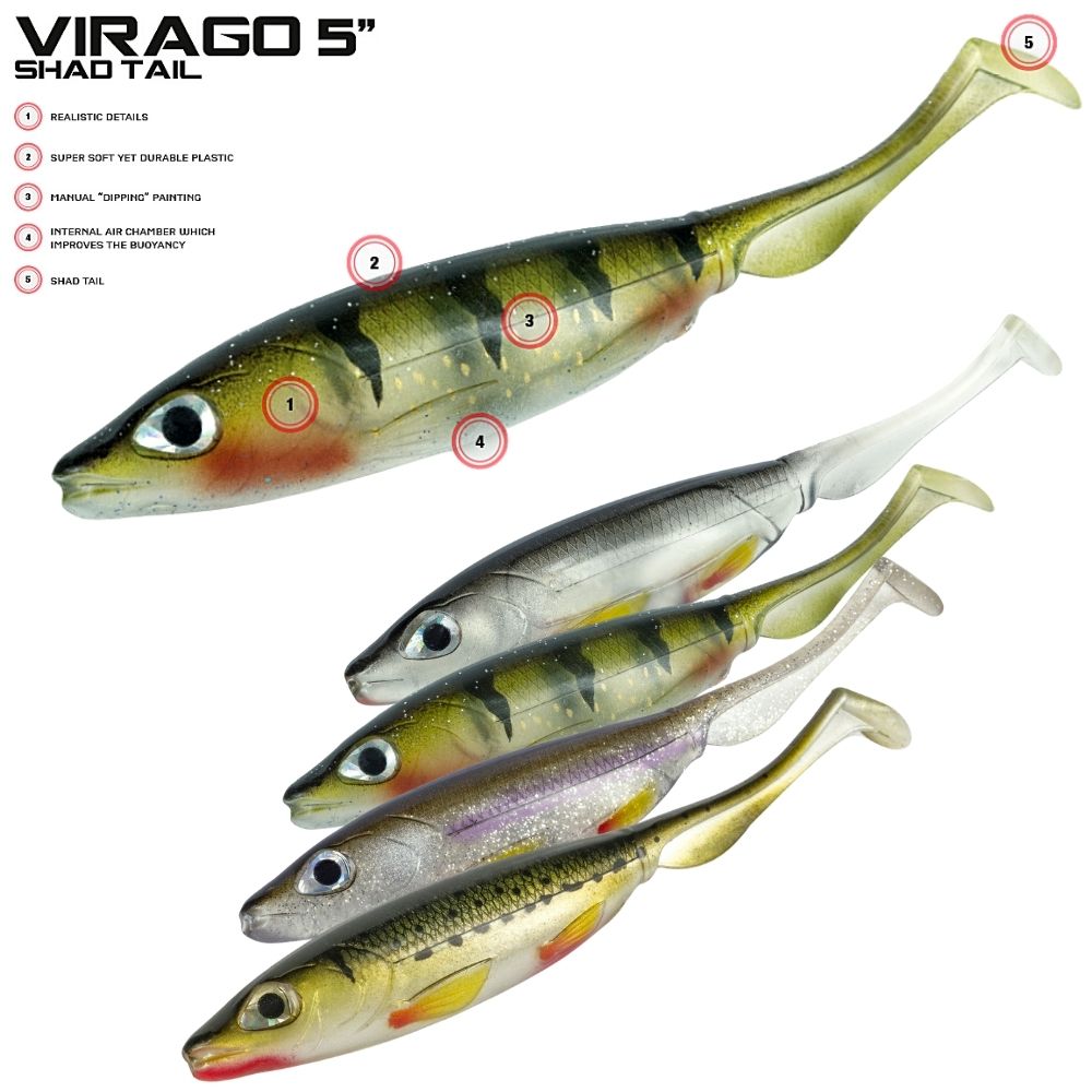 MOLIX Soft Bait Lure VIRAGO Shad Tail 5in