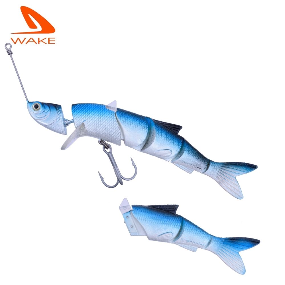 WAKE Hybrid Jointed Fishing Lure JIGWOBBLER Soft 14cm/28g Blue Silver