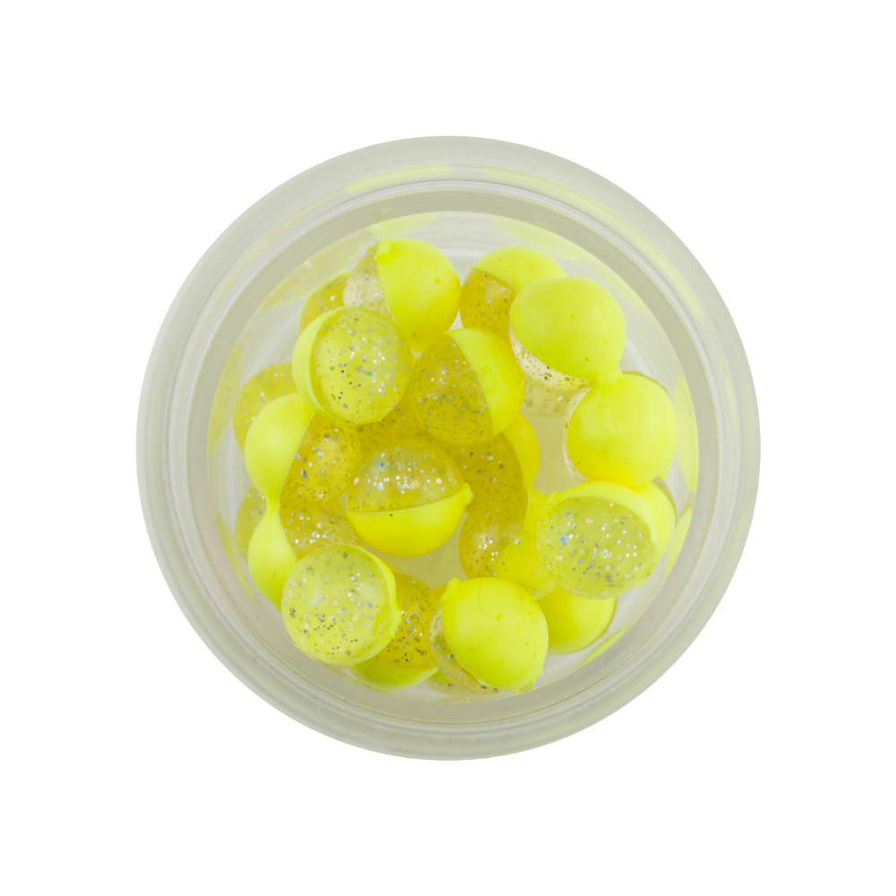BERKLEY PowerBait Garlic Scented Power Eggs Floating Clear Silver-Fl.  Yellow