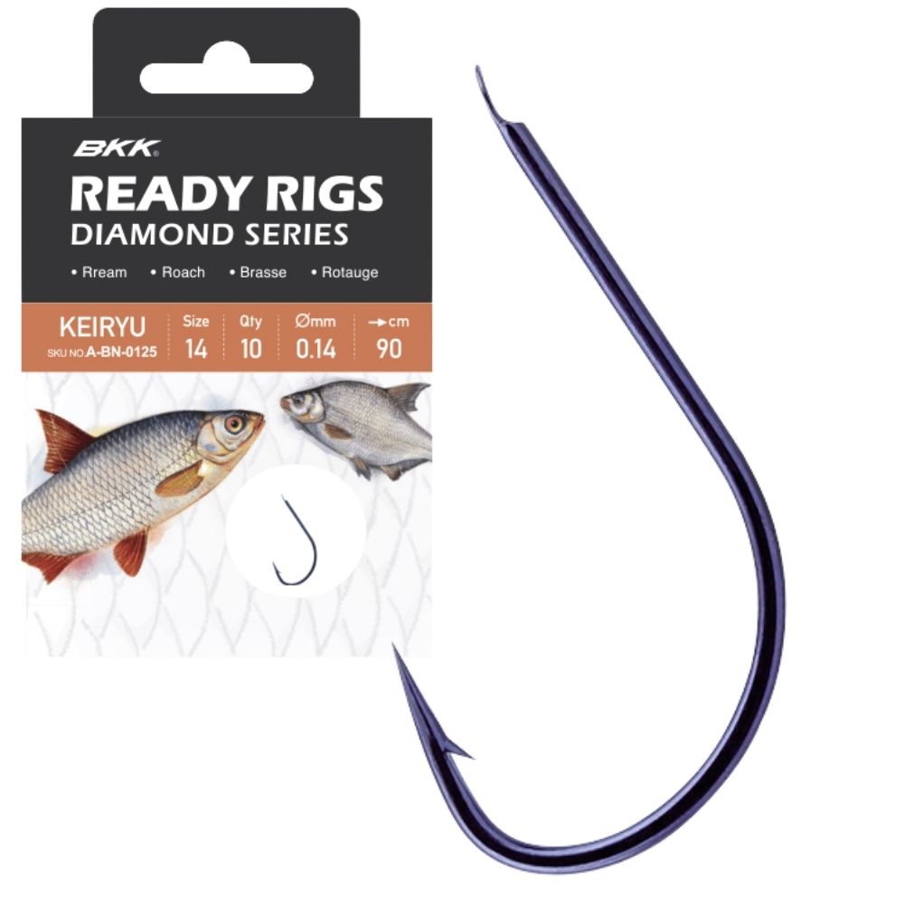 BKK Coars Fishing Snelled Hooks DIAMOND READY RIG-KEIRYU Black