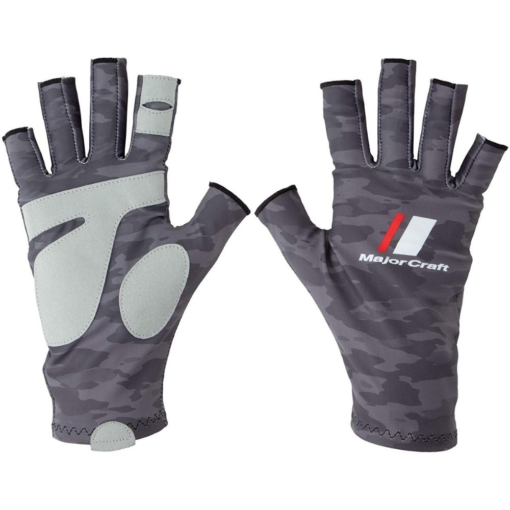 MAJOR CRAFT Quick Drying/UV Protection Fishing Gloves SG-Dark Grey Camo LL