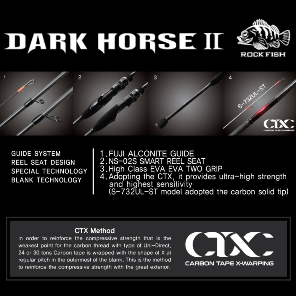 NS BLACK HOLE Ultra Light Spinning Rod DARK HORSE II ROCKFISH S